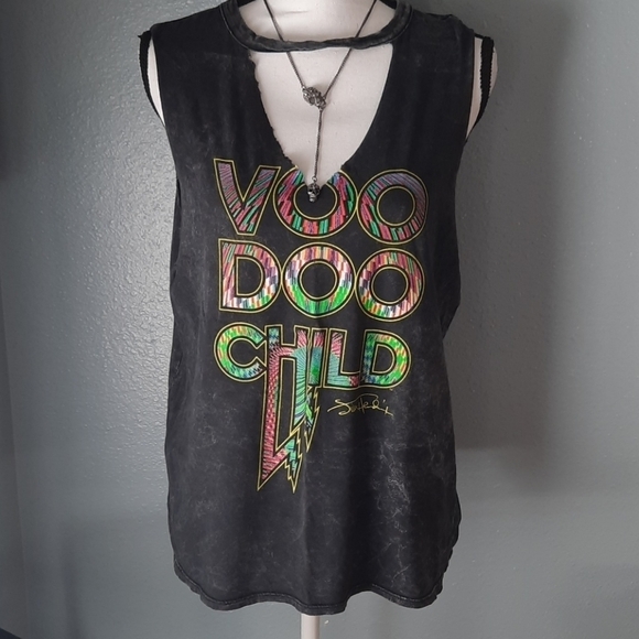 Jimi Hendrix Distressed Vneck Tank Top - Picture 5 of 6